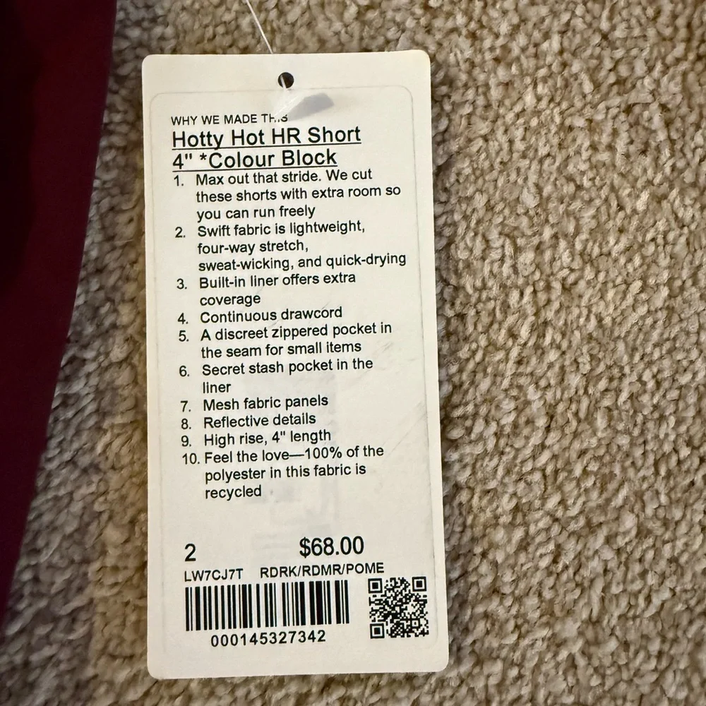Lululemon Hotty Hot Short 4” Colour Block Red Rock Red Merlot Pomegranate Sz 2